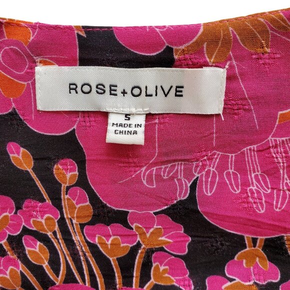 Rose & Olive Top and Pants Set Bright Magenta Floral Print Lightweight Size S - Picture 7 of 16